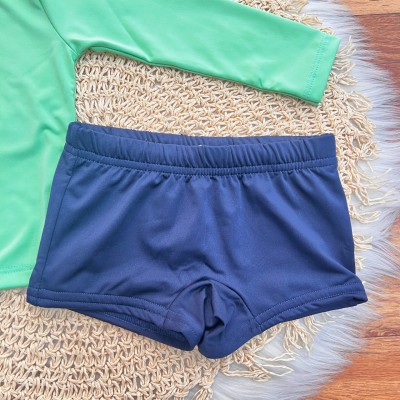Linha Praia - Blusa com Proteção UV50 Tubarão+ e Sunga - Verde